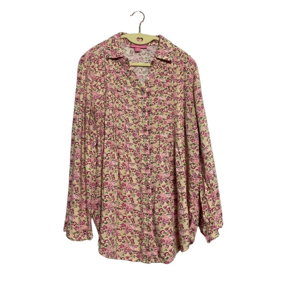 Woman Within floral button down blouse - Picture 1 of 5